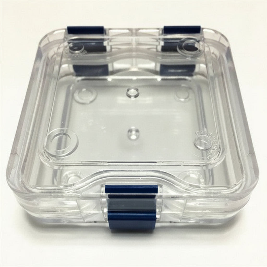 Caja de membrana transparente (75 mm x 75 mm x 26,6 mm) Proteja su LENTE.