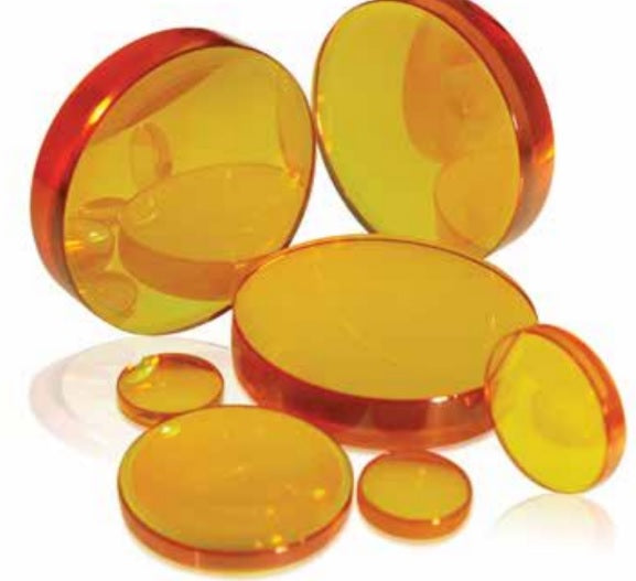 Lente de enfoque. Diámetro 2,0" (50,8 mm), FL 5,0" (127 mm), ET 0,380" (9,65 mm)