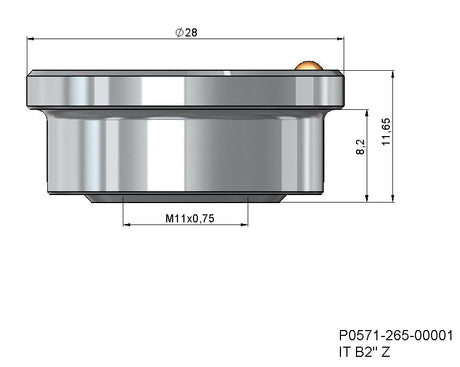 P0571-265-00001 - Parte de aislamiento de boquilla IT B2" Z. Adecuado para uso con soldadoras láser Precitec(R)