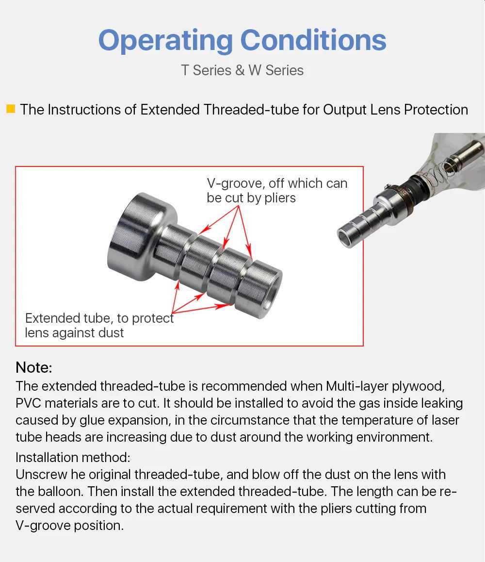 Reci® CO₂ Laser Tube – W Series, 75W-150W Rated Power Reci® CO₂ Laser Tube – W Series, 75W-150W Rated Power