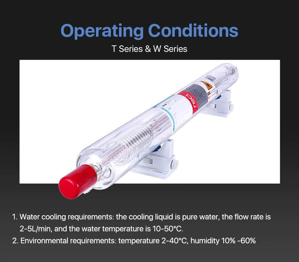Tubo láser Reci® CO₂ - Serie T, potencia nominal de 75 W-130 W