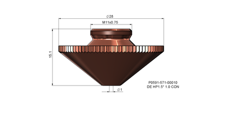P0591-673-00008 - Boquilla de Cobre Monocapa DE HP1.5” para Láser de Fibra Precitec®